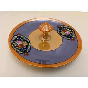Noritake. Peach Lusterware Tid Bit Tray Center Handle Hand Painted 6”
